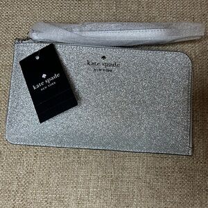 NWT Kate Spade Silver Glitter Wristlet